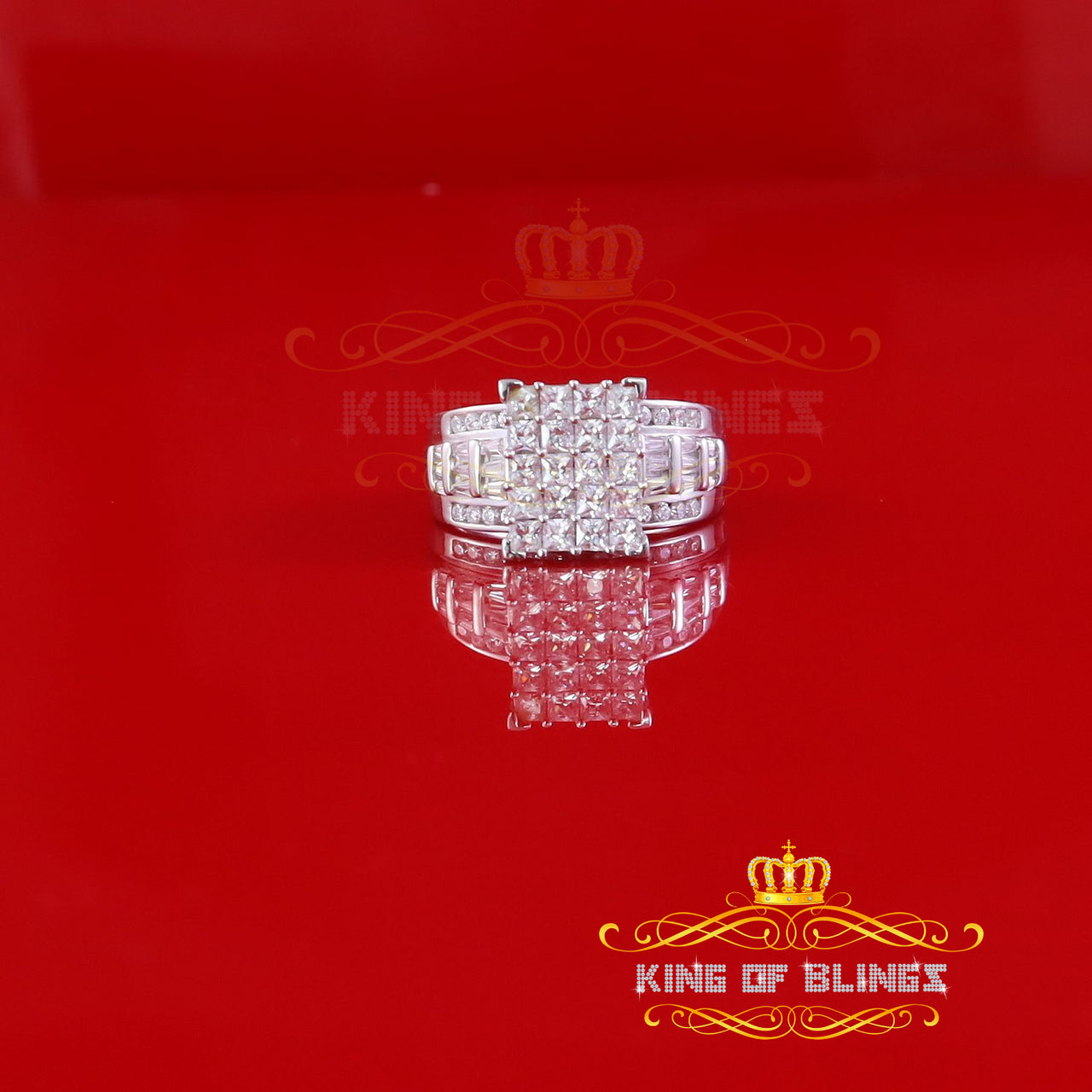 King Of Bling'sNew 4.32ct 925 Silver Cinderella White Cubic Zirconia Promise Womens Ring Size 8