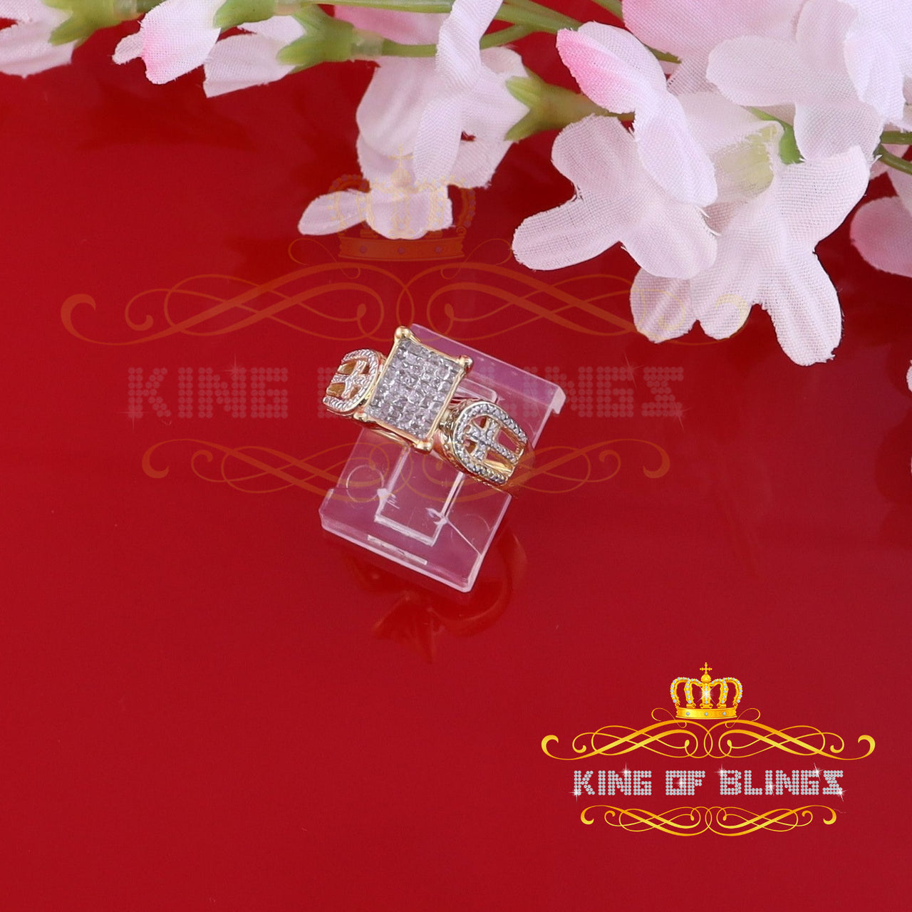 King Of Bling's Elongated Rectangle 0.33 CT 925 Silver Yellow Real Diamond Womens Ring SZ 7 KING OF BLINGS