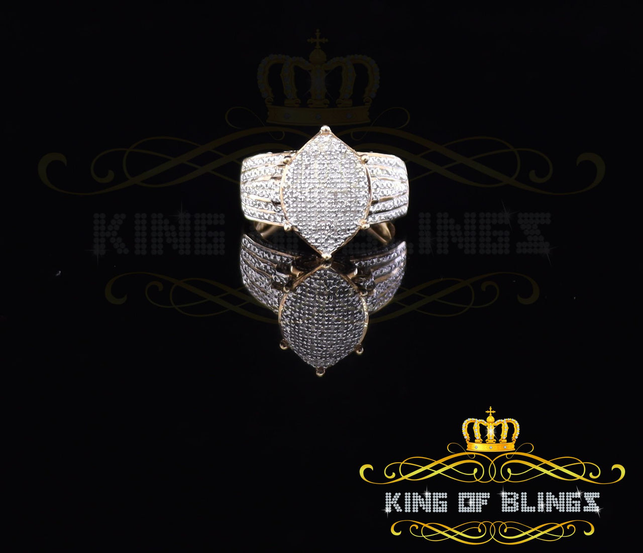 King Of Bling's 0.20 CT Real Diamond Womens Sterling Silver Yellow Cocktail Turtle Ring Size 7 KING OF BLINGS