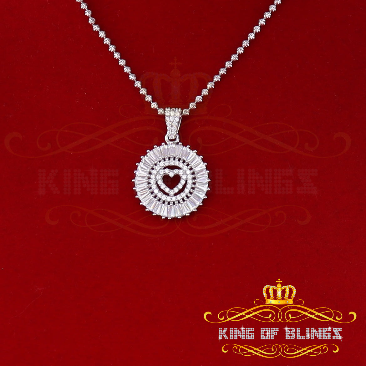 King Of Bling's White Beautiful Sterling Silver Heart Shape Pendant 2.04ct Cubic Zirconia stone