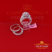 King Of Bling's13.93CT Cubic Zirconia Men's SZ 9 & Women's Size 9 Trio Style Silver White Ring KING OF BLINGS