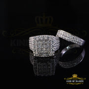 12.60ct Cubic Zirconia White Sterling Silver Men's/ Women 3PC Wedding Rings SZ7 KING OF BLINGS