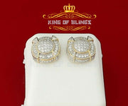 King of Bling's 925 Yellow Sterling Silver 1.46ct Cubic Zirconia Hip Hop Round Ladies Earrings KING OF BLINGS