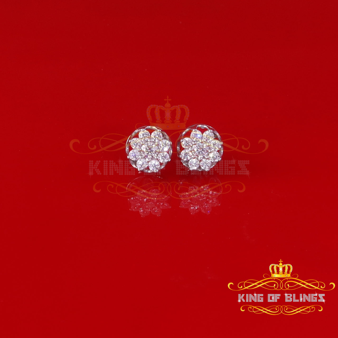 King of Bling's Men's/Womens 925 Silver White 1.00ct VVS 'D' Moissanite Round Stud Earrings KING OF BLINGS