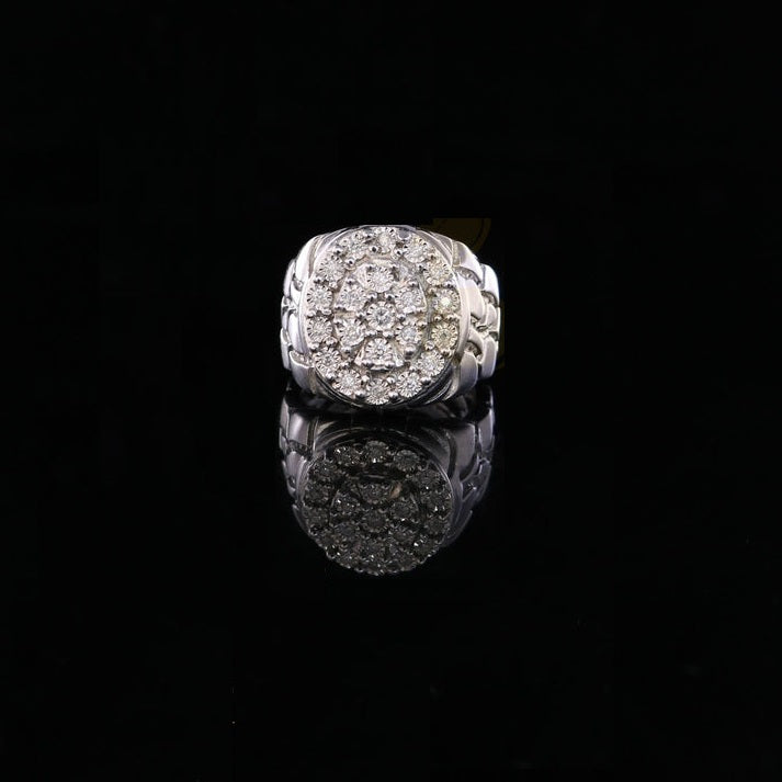 King Of Bling's 0.30CT Real Diamond Men's 925 Sterling Silver White Ring Size 8 Antique Design