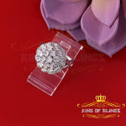 King Of Bling's 0.10CT Real Diamond 925 Sterling White Silver Womens Floral Ring Size 7 KING OF BLINGS