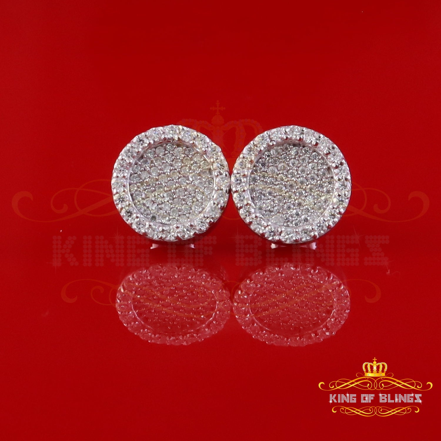 King of Bling's 925 White Silver 1.00ct VVS 'D' Moissanite Round Stud Earring Men's/Womens King of Blings