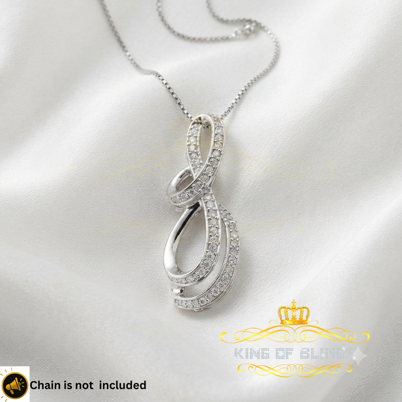 King Of Bling's Real 0.15CT Diamond Stones FASHION Sterling Charm Necklace Silver White Pendant KING OF BLINGS