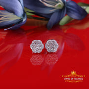 King Of Bling's Miracle Setting 0.25ct Diamond 925 Silver White for Men's & Women Stud Earrings King of Blings