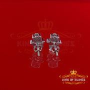 King Of Bling's Stud 925 White Sterling Silver 0.15ct Diamond Women's & Men's Hamsha Earrings KING OF BLINGS