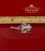 Beautiful Fleur de Lis Shape White Sterling Silver Pendant 3.20ct Cubic Zirconia KING OF BLINGS