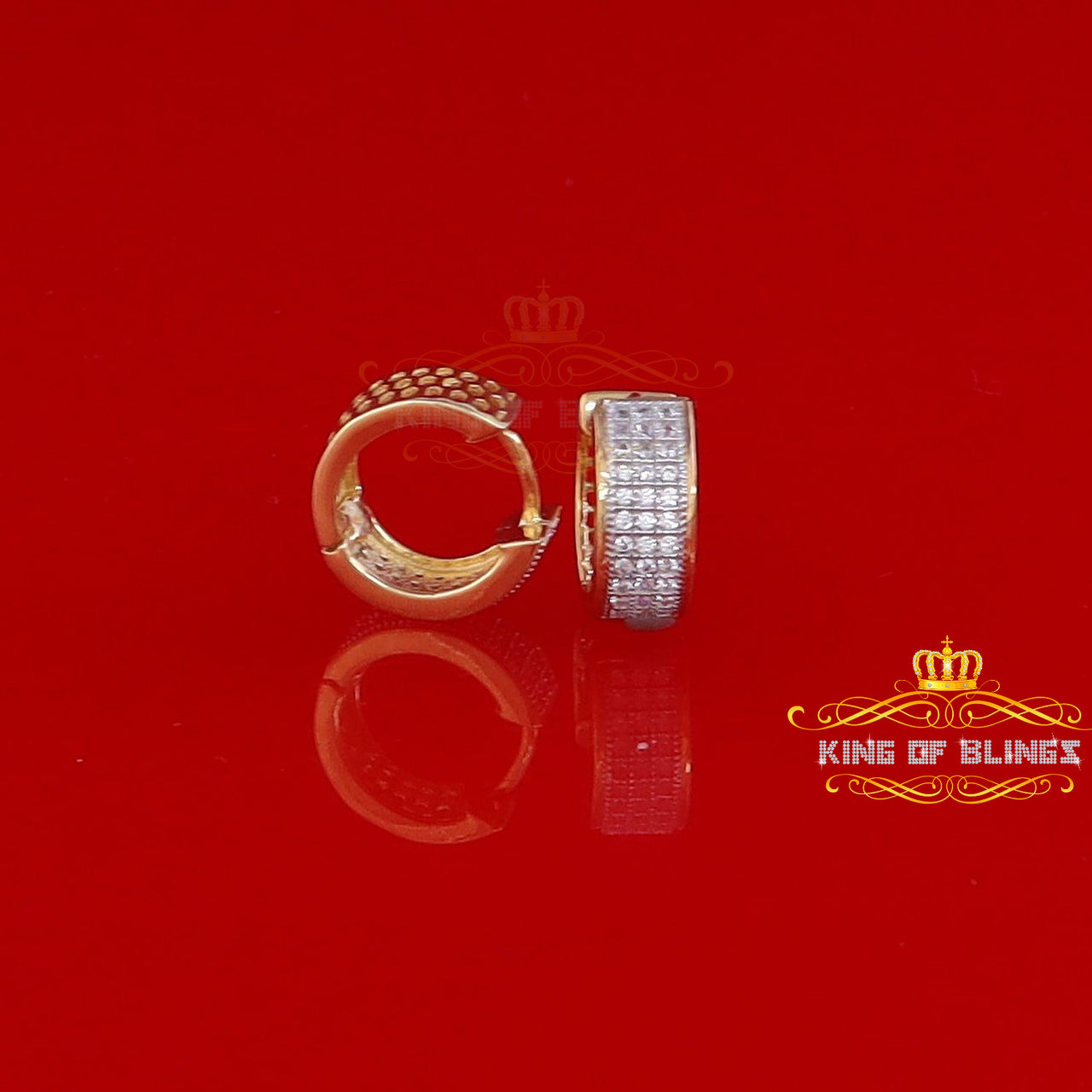 King of Bling's Hip Hop Yellow 925 Silver 0.66ct Cubic Zirconia Women's & Men's Hoop Earrings