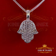 King Of Bling's Pendant 8.0ct VVS D Moissanite White Sterling Silver Charm Hamsa Men's & Women's KING OF BLINGS
