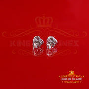 King Of Bling's Aretes Para Hombre Heart 925 White Silver 0.08ct Diamond Women's /Men's Earring KING OF BLINGS