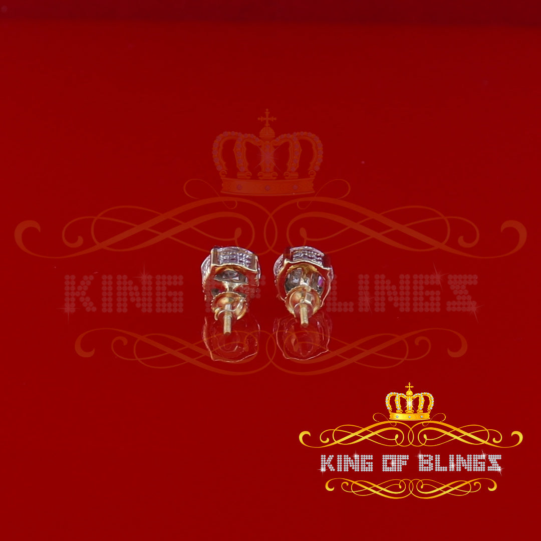 King of Bling's 1.74ct Sterling Yellow 925 Silver Cubic Zirconia Women's & Men's Round Earrings KING OF BLINGS