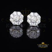 King of Blings- White 925 Sterling Silver 1.18ct Cubic Zirconia Women's Hip Hop Flower Earrings KING OF BLINGS