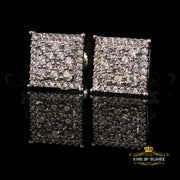 King of Blings- Aretes Para Hombre 925 White Silver 0.96ct Cubic Zirconia Square Women Earring KING OF BLINGS