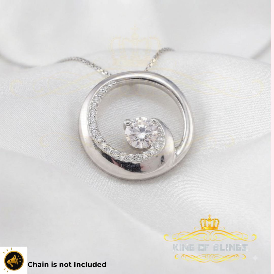 King Of Bling's Fancy Circle Shape 2.50ct Sterling Silver White Pendant Cubic Zirconia Stone KING OF BLINGS