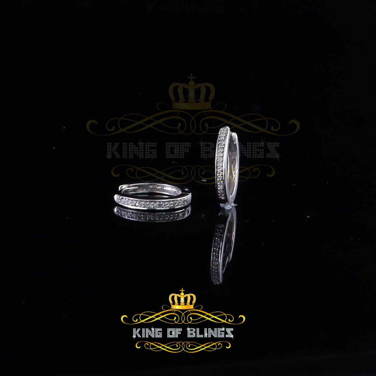 0.10ct Diamond 925 Sterling Silver White Hoop Stud Earrings For Men's / Women's