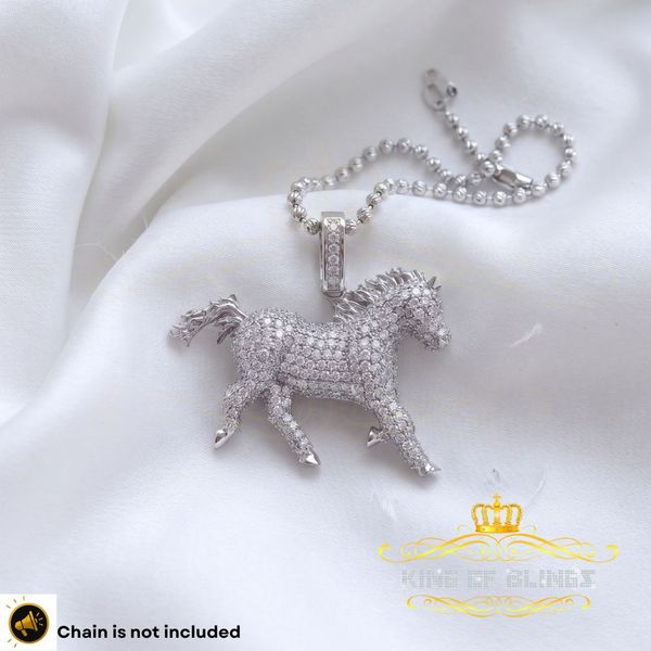 King Of Bling's White Special 925 Sterling Silver Horse Shape Pendant with 8.30ct Cubic Zirconia