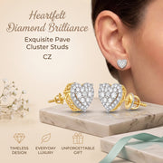 King of Bling's Aretes Para Hombre 925 Yellow Silver 1.64ct Cubic Zirconia Heart Women's Earring KING OF BLINGS