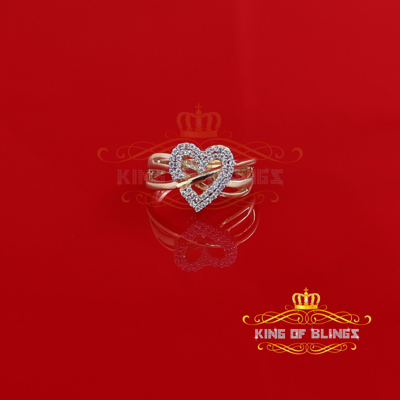 King Of Bling's 925 Silver 0.52ct Shiny Cubic Zirconia Promise Yellow Heart Womens Ring Size 7 KING OF BLINGS