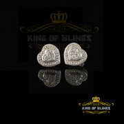 King Of Bling's 0.10ct Diamond Heart Earring White 925 Sterling Silver Stud For Men's & Women's KING OF BLINGS