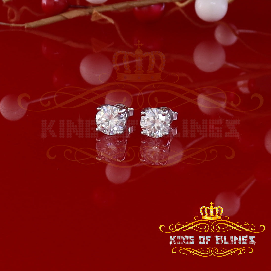 King of Bling's Men's/Women's 925 White silver W/ 3.50ct VVS 'D' Color Moissanite Stud Earrings KING OF BLINGS