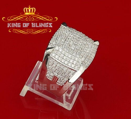 Men's White Silver 4.50ct Cubic Zirconia Square Adjustable Ring From SZ 9 to 11 KING OF BLINGS