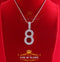 White 925 Sterling Silver Baguette Numerical '8' Pendant 5.32ct Cubic Zirconia KING OF BLINGS