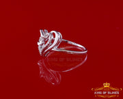 King Of Bling's 0.11 CT Real Diamond Womens Heart Shape 925 Sterling Silver White Ring Size 7 KING OF BLINGS