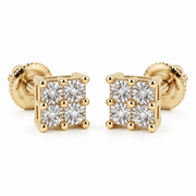 King Of Bling's 0.05ct Diamond Stud Earrings For Women Yellow 925 Sterling Silver Stud For Men KING OF BLINGS