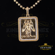 Men's 925 Silver 0.66ct CZ Square SAINT MICHEAL Yellow 1.00 inch 3D Pendant KING OF BLINGS