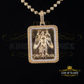 Men's 925 Silver 0.66ct CZ Square SAINT MICHEAL Yellow 1.00 inch 3D Pendant KING OF BLINGS
