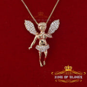 King Of Bling's Yellow 925 Sterling Silver Angel type Shape Pendant with 0.70ct Cubic Zirconia KING OF BLINGS