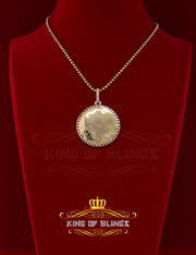 King Of Bling's Sterling Silver 1.25" Picture Round Yellow Pendant Round 2.82ct Cubic Zirconia KING OF BLINGS