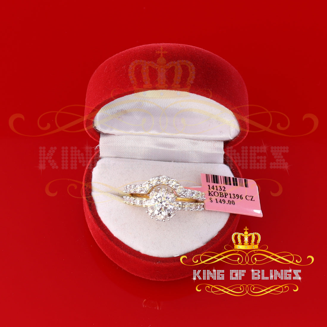 King Of Bling's 925 Sterling Yellow Silver Round 5.25ct Cubic Zirconia Women's Ring Size 6.5 KING OF BLINGS
