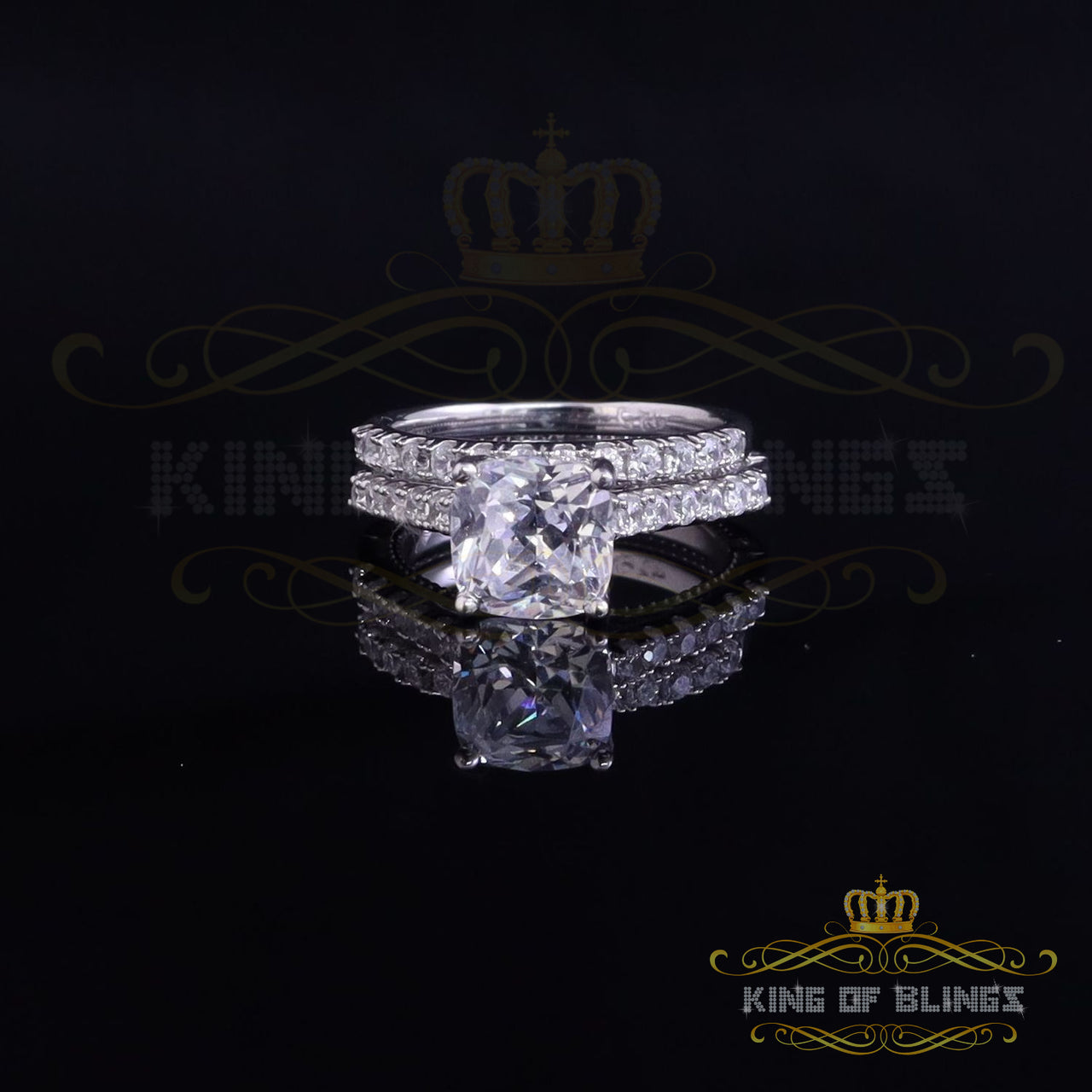 King Of Bling's6.13 ct White Cubic Zirconia 925 Sterling Silver Bridal Fashion Womens Ring SZ 7