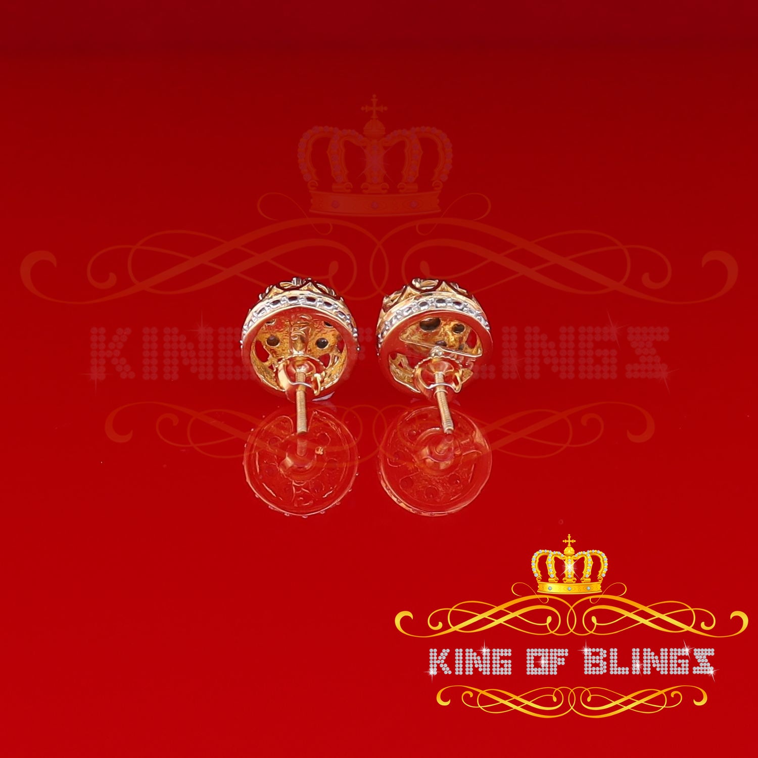 King of Blings-925 Sterling Silver Yellow 0.07ct Diamond For Men's & Women's Floral Earrings KING OF BLINGS