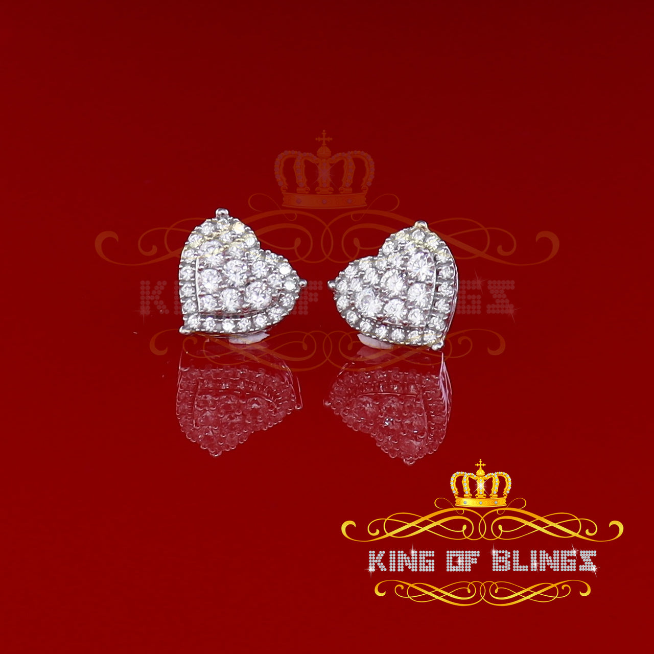 King of Blings- Aretes Para Hombre 925 White Silver 2.68ct Cubic Zirconia Heart Women's Earring KING OF BLINGS