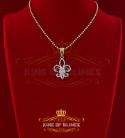 Yellow 925 Sterling Silver Fleur de Lis Pendant with 0.93ct Cubic Zirconia Stone KING OF BLINGS