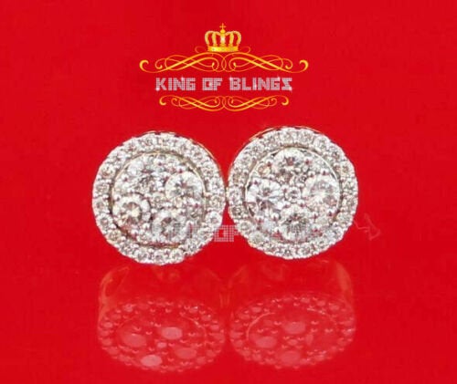 King Of Bling's 1.00ct Diamonds Real 10K Gold Stud Yellow Round For Women's / Men's Earrings