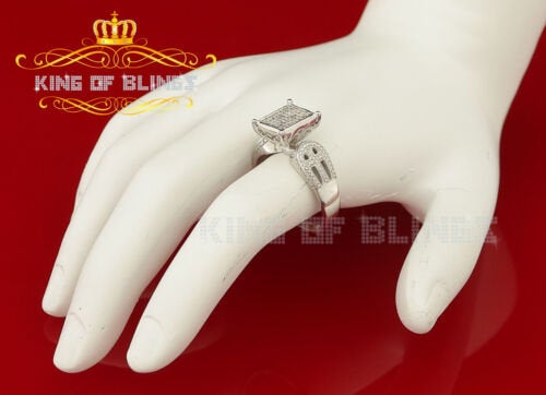 King Of Bling's Elongated 0.33 CT 925 Silver White Cinderella Womens Real Diamond Ring SZ 7 KING OF BLINGS
