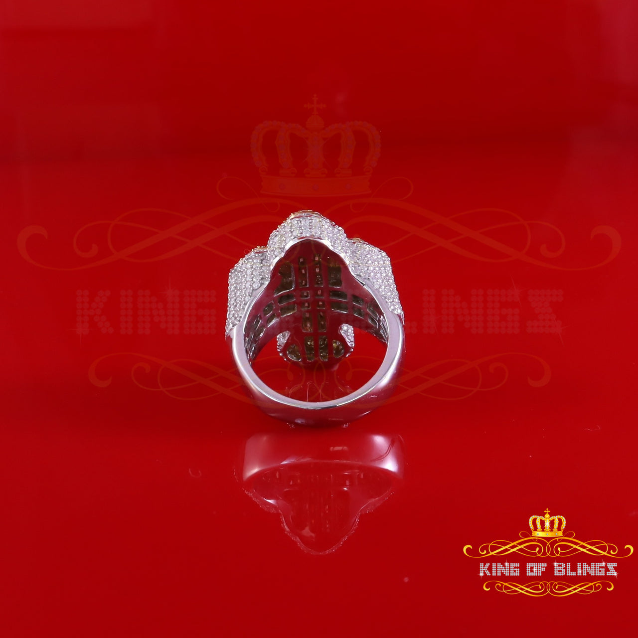 King of Bling's New White 925 Sterling Silver 6.00ct VVS D Moissanite Rings Size 10 Cross Men's King of Blings