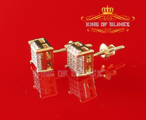 King of Bling's Yellow 925 Sterling Silver Women's & Men's 1.68ct Cubic Zirconia Square Earrings
