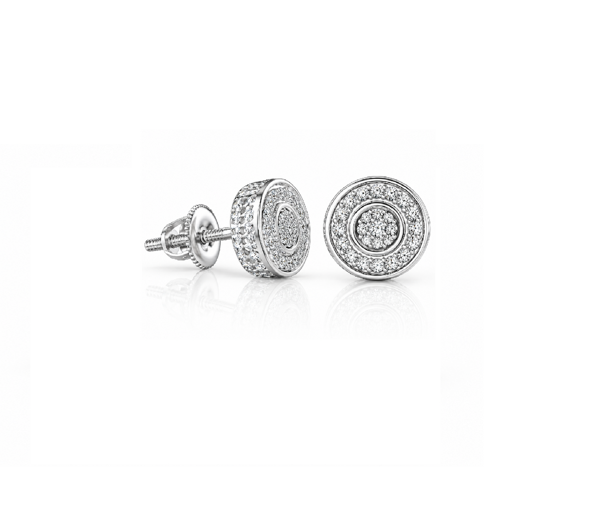 King Of Bling's 0.15ct Diamond 925 Sterling Silver stud White For Men / Women Round Earrings KING OF BLINGS