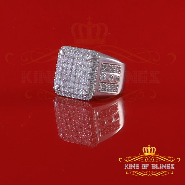 King Of Bling'sWhite Silver 4.90ct Cubic Zirconia Square Men's Adjustable Ring SZ 9.5 to 11.5