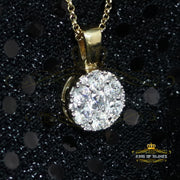Promising Yellow Sterling Silver Round Necklance Pendant 3.79ct Cubic Zirconia KING OF BLINGS