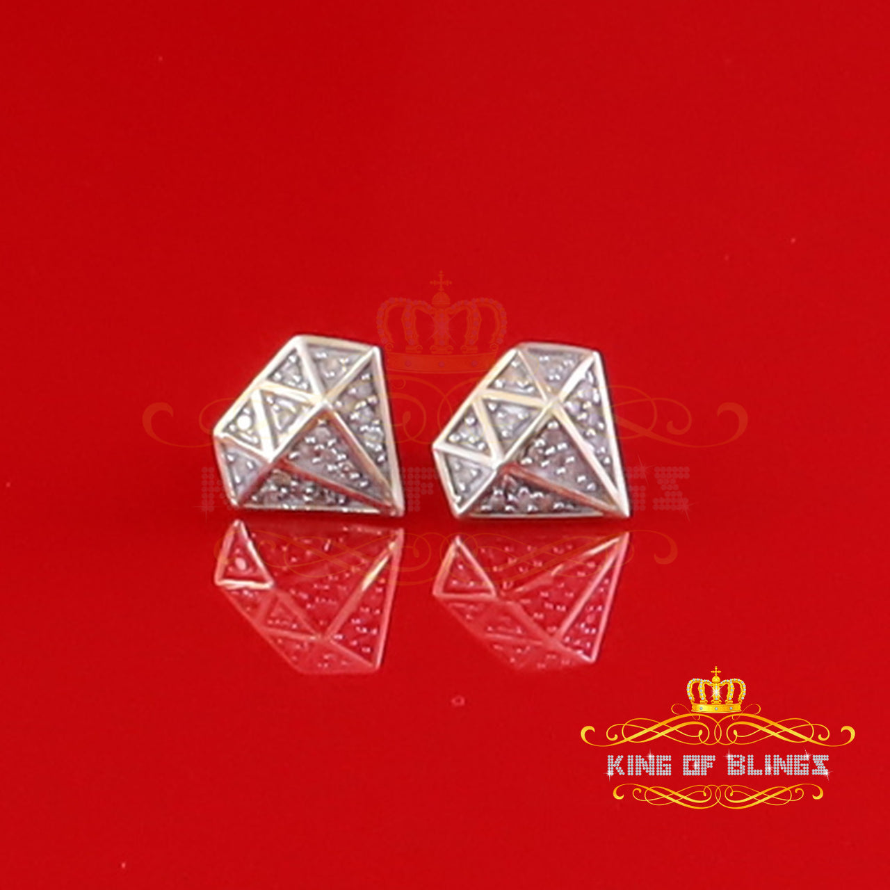 King of Blings-925 Sterling Silver Diamond 0.10ct Yellow For Men's/Womens Hip Hop Stud Earring
