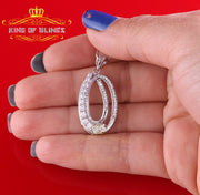 King Of Bling's White Sterling Silver FASHION Shape Pendant with1.32ct Cubic Zirconia Stone KING OF BLINGS